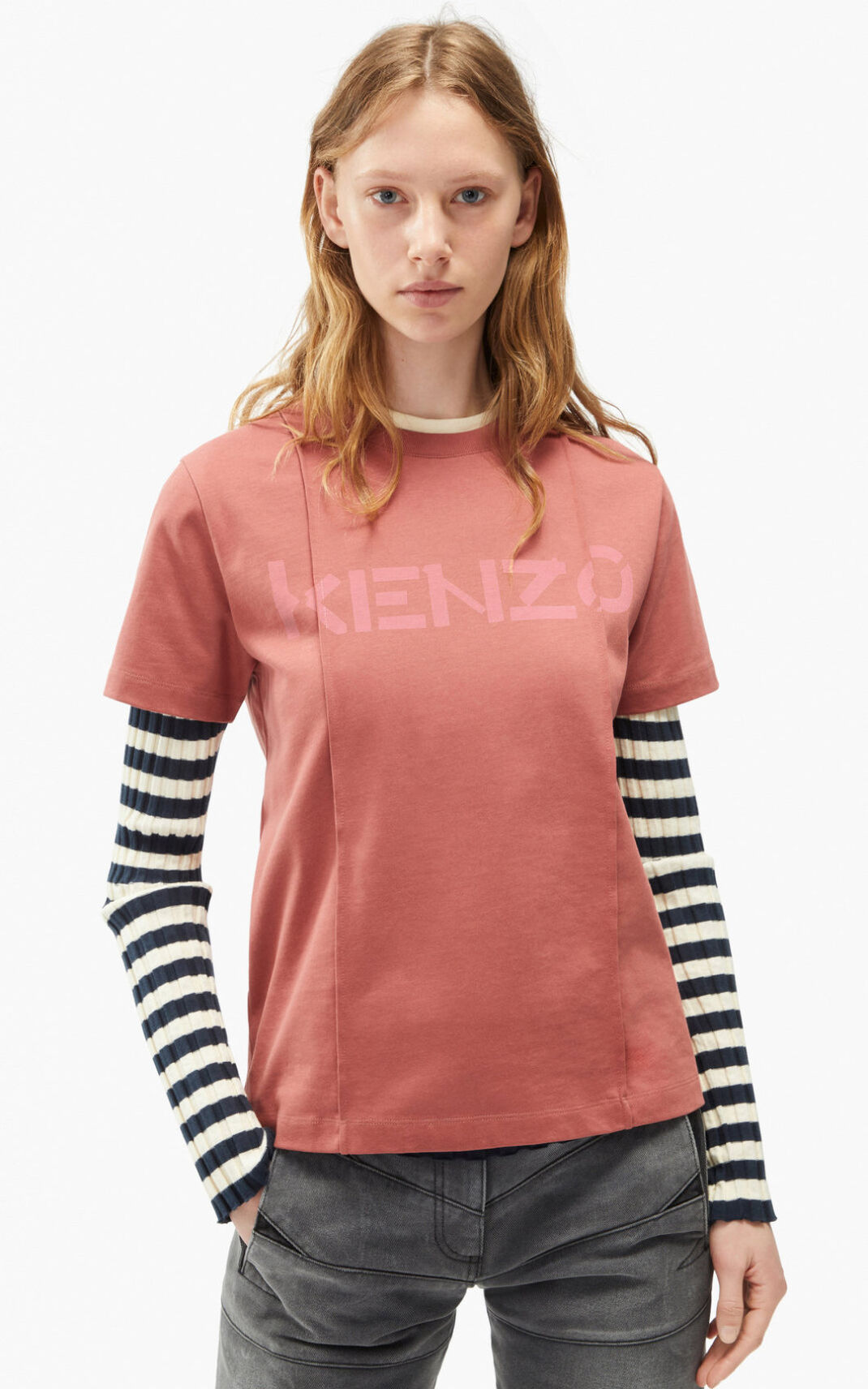 Kenzo Logo loose fitting T-shirt Dames DonkerRoze | 51823PDXE